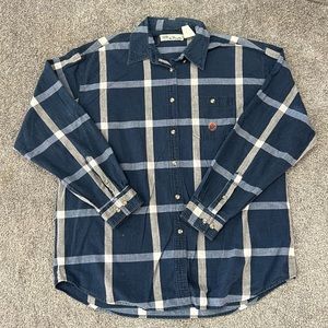 Vintage wrangle top womens XXL blue white plaid button up western rodeo casual